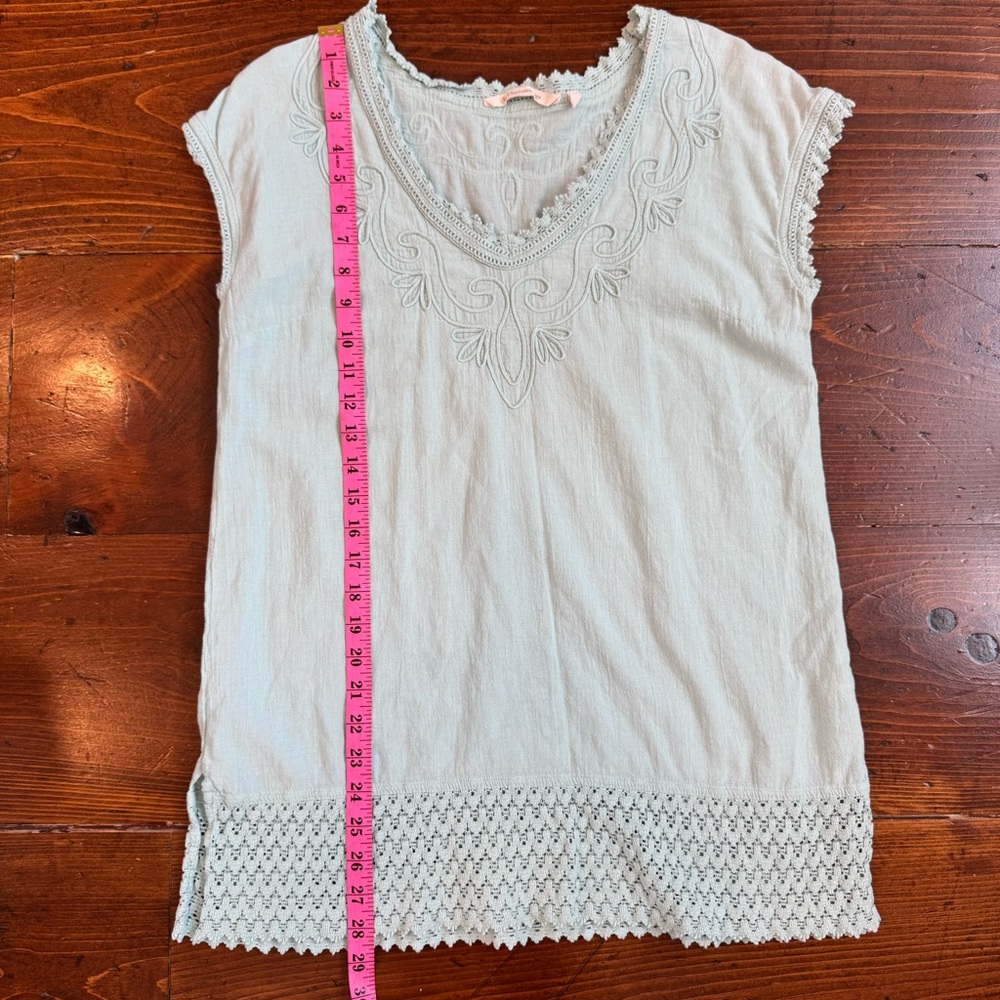 Soft Surroundings Womens Aqua Tunic Boho Size XS Embroidery and detailed trim. - Picture 8 of 11